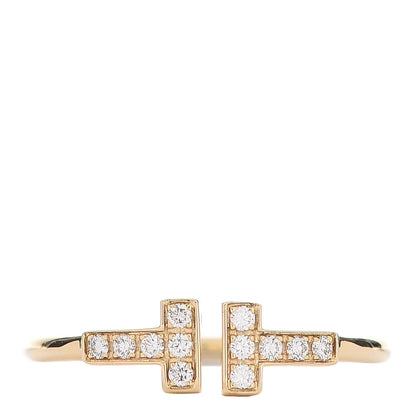 Tiffany 18K Yellow Gold Diamond T Wire Ring 57 8 1 of 6
