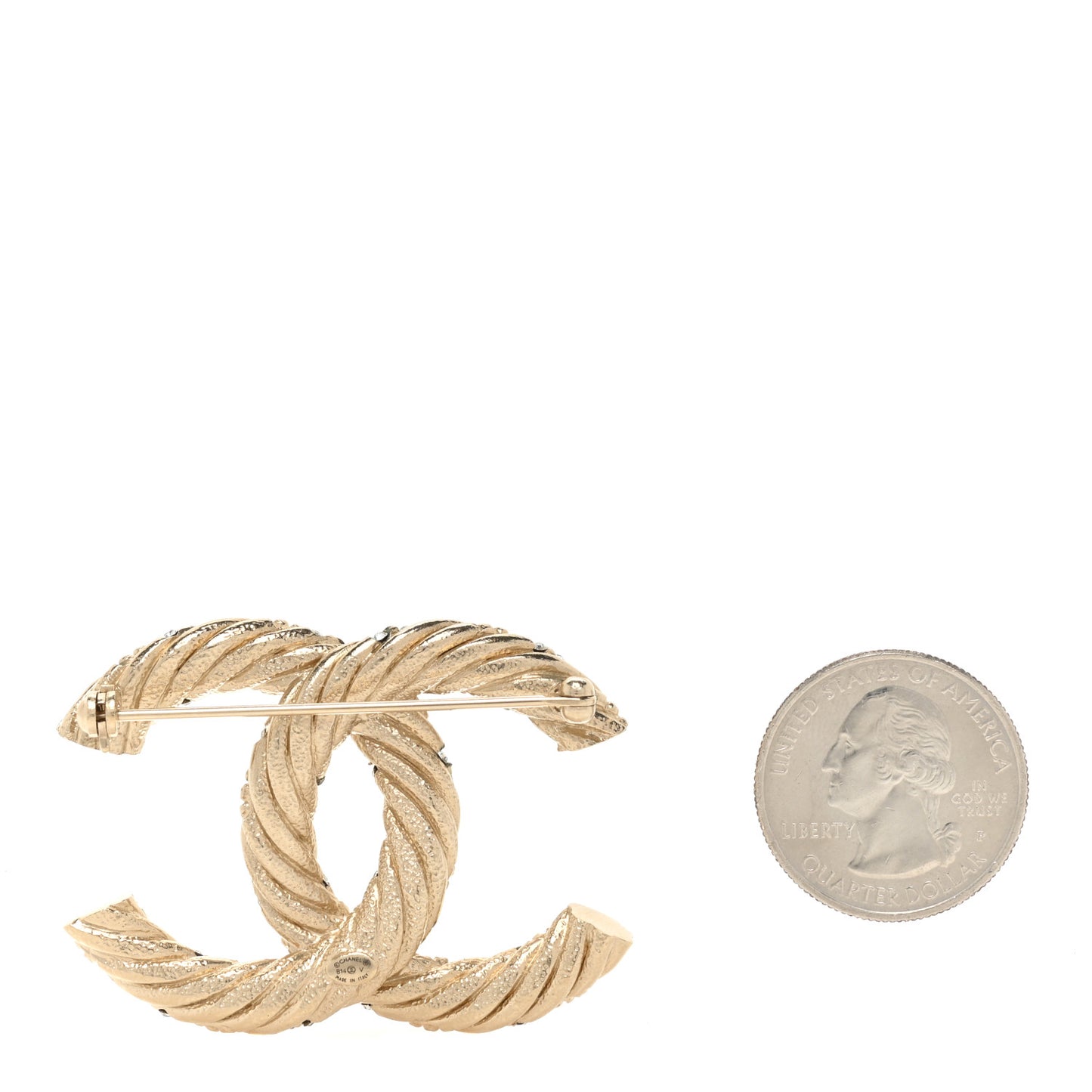 Crystal Twisted CC Brooch Light Gold
