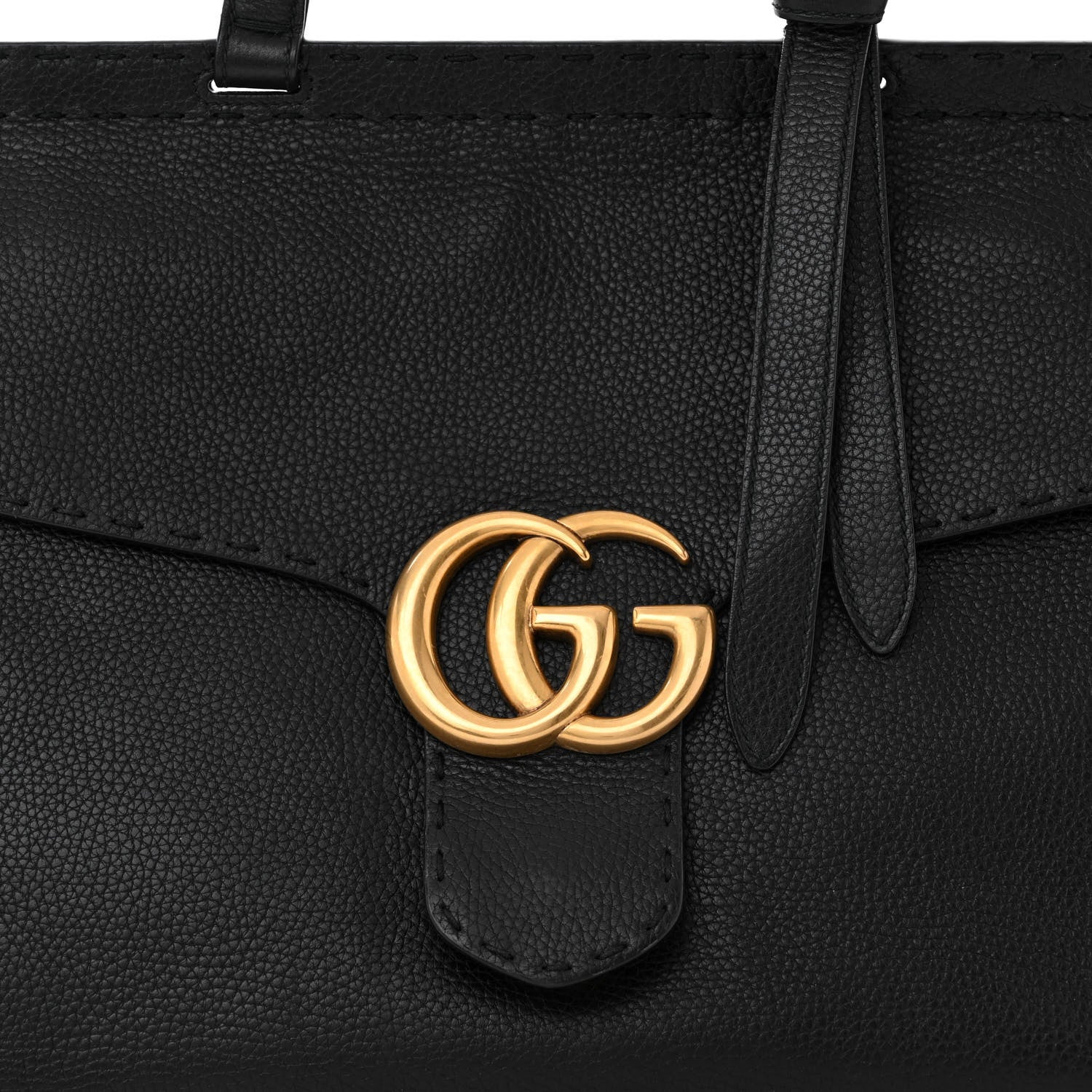 Gucci Calfskin Medium GG Marmont Top Handle Bag Black 8 of 12