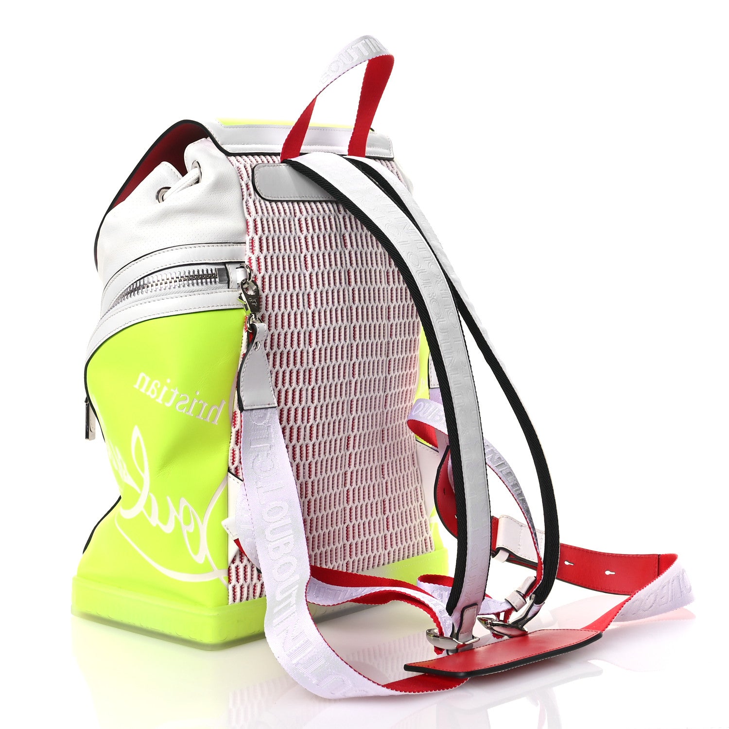 Christian Louboutin Calfskin Explorafunk Backpack Bianco Fluo Yellow 3 of 9