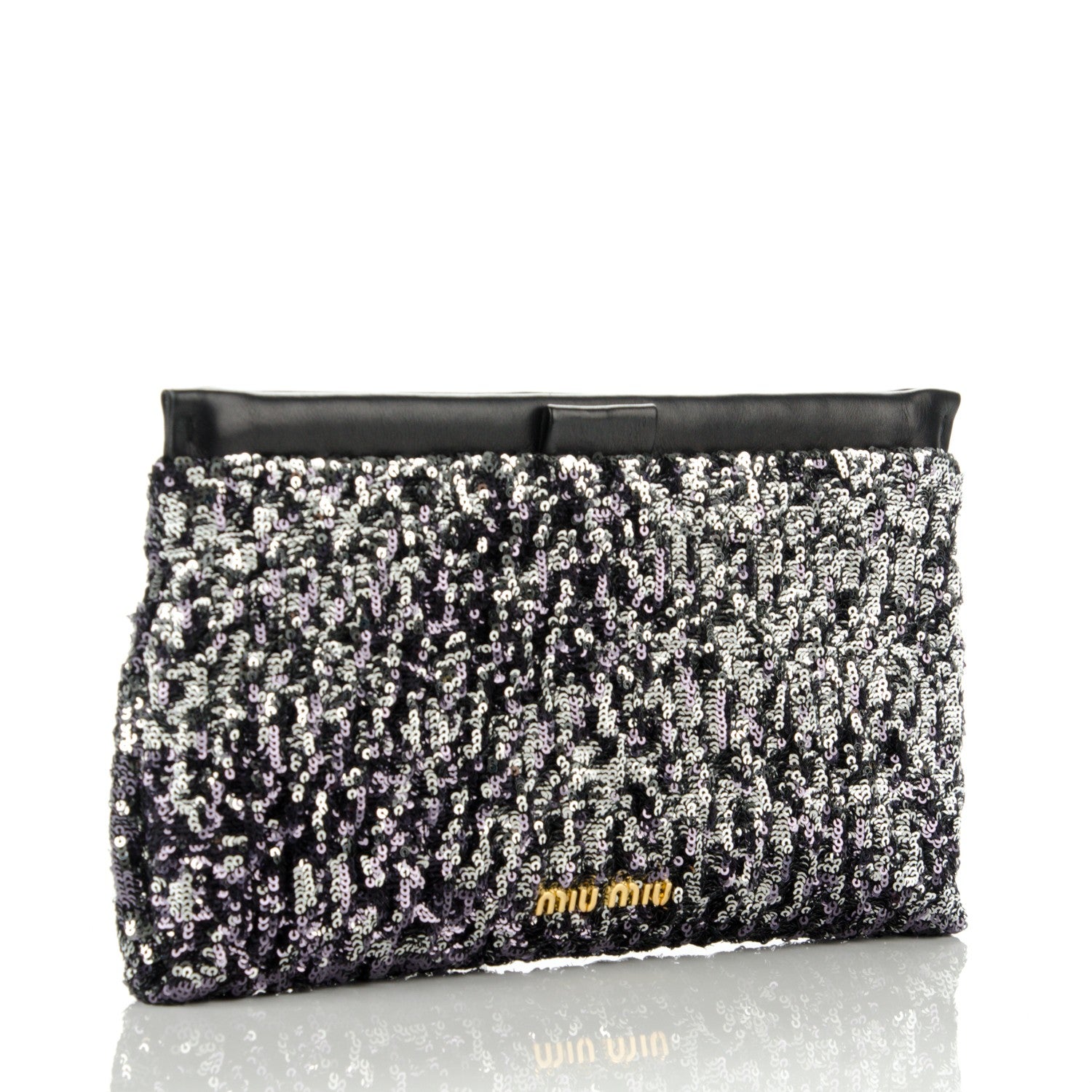 Miu Miu Paillettes Cloquet Sequined Clutch Antracite 3 of 7