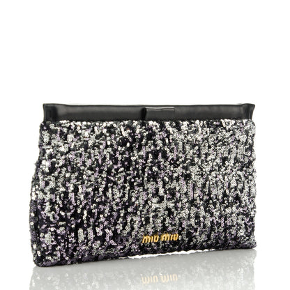 Miu Miu Paillettes Cloquet Sequined Clutch Antracite 3 of 7