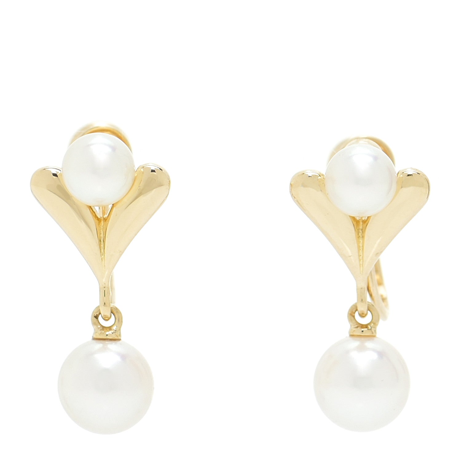 Mikimoto 18K Yellow Gold Akoya Pearl 4.5-6.5mm Drop Screw-Back Earrings 1 of 4