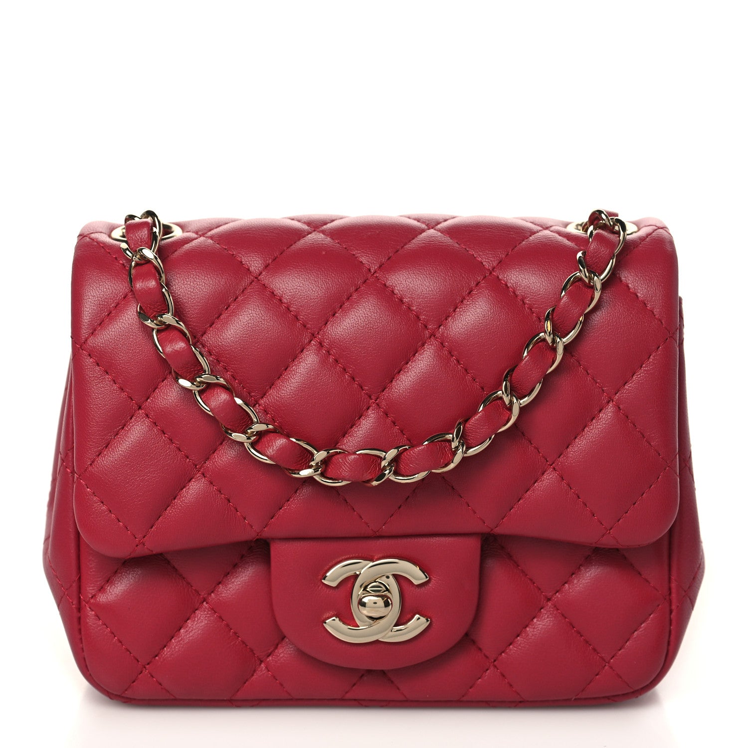 Chanel Lambskin Quilted Mini Square Flap Dark Pink 1 of 9