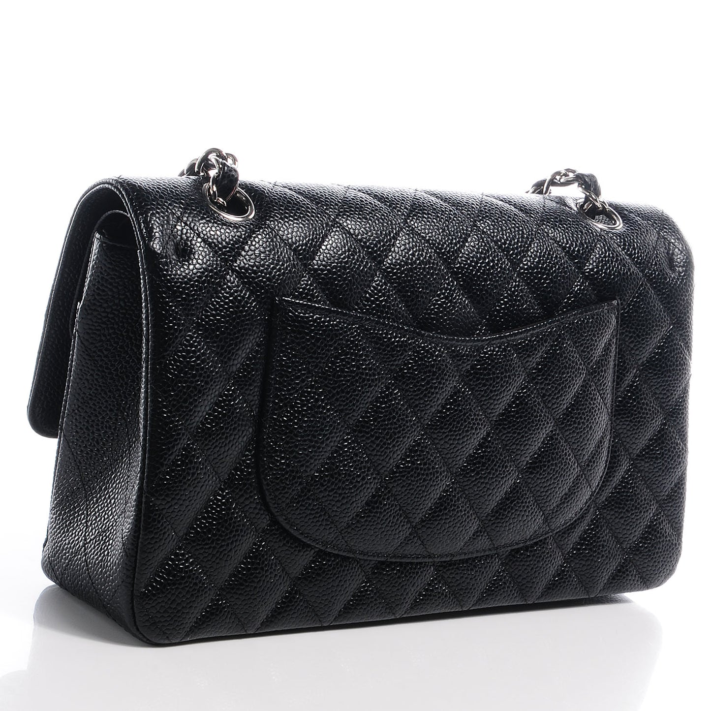 Caviar Quilted Medium Double Flap Black