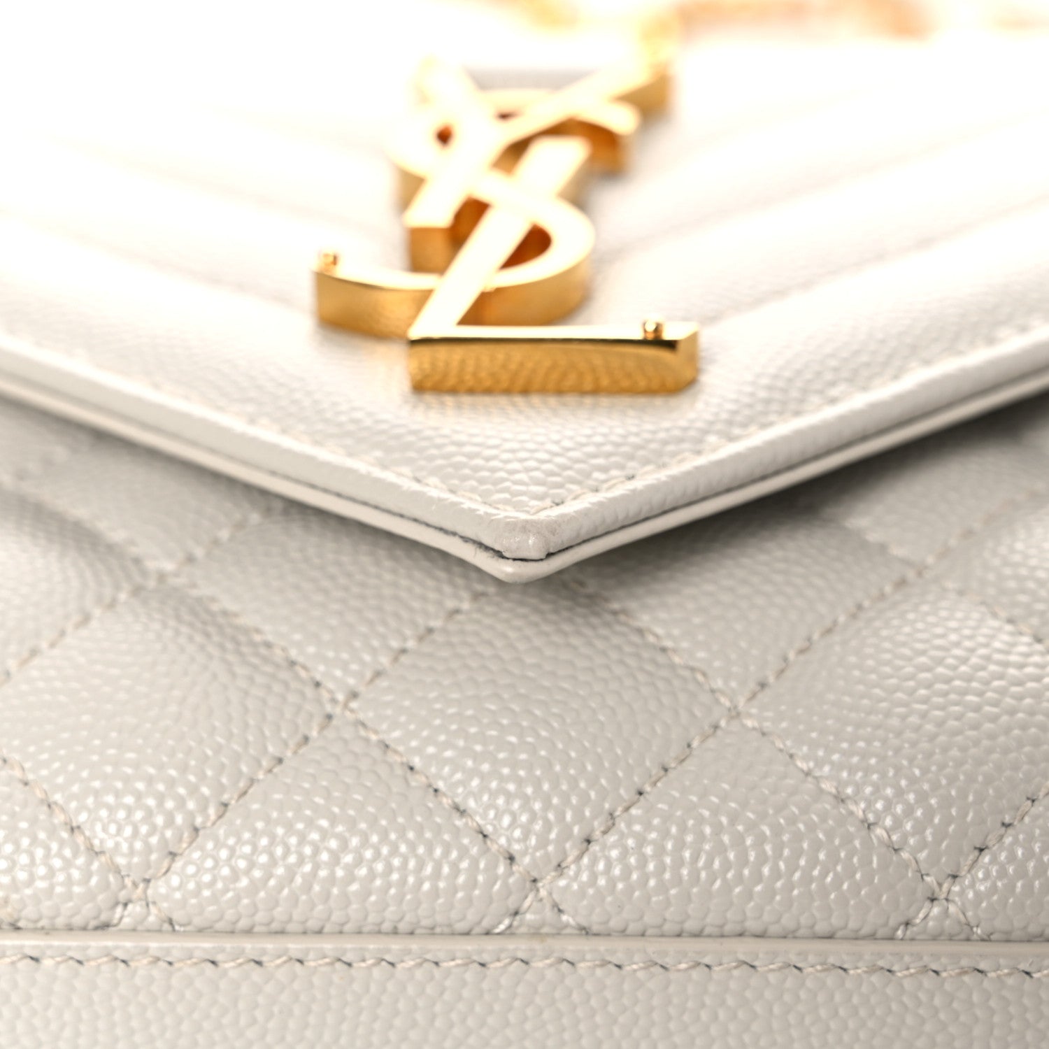 Saint Laurent Grain De Poudre Textured Mixed Matelasse Triquilt Small Monogram Satchel Crema Soft 13 of 16