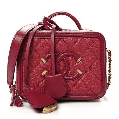Chanel Caviar Quilted Small CC Filigree Vanity Case Burgundy 1 of 10
