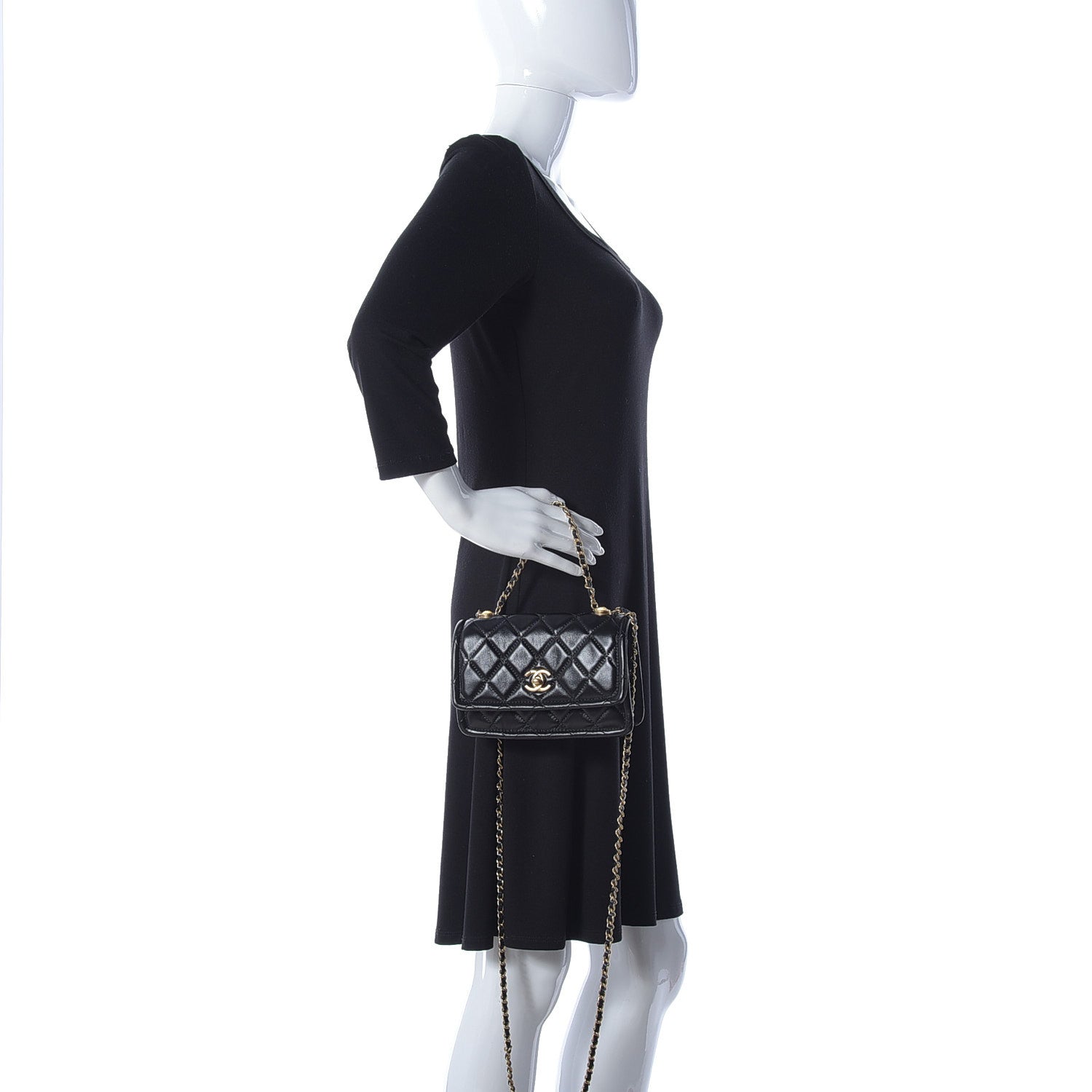 Chanel Shiny Lambskin Quilted Mini Flap Black 3 of 10