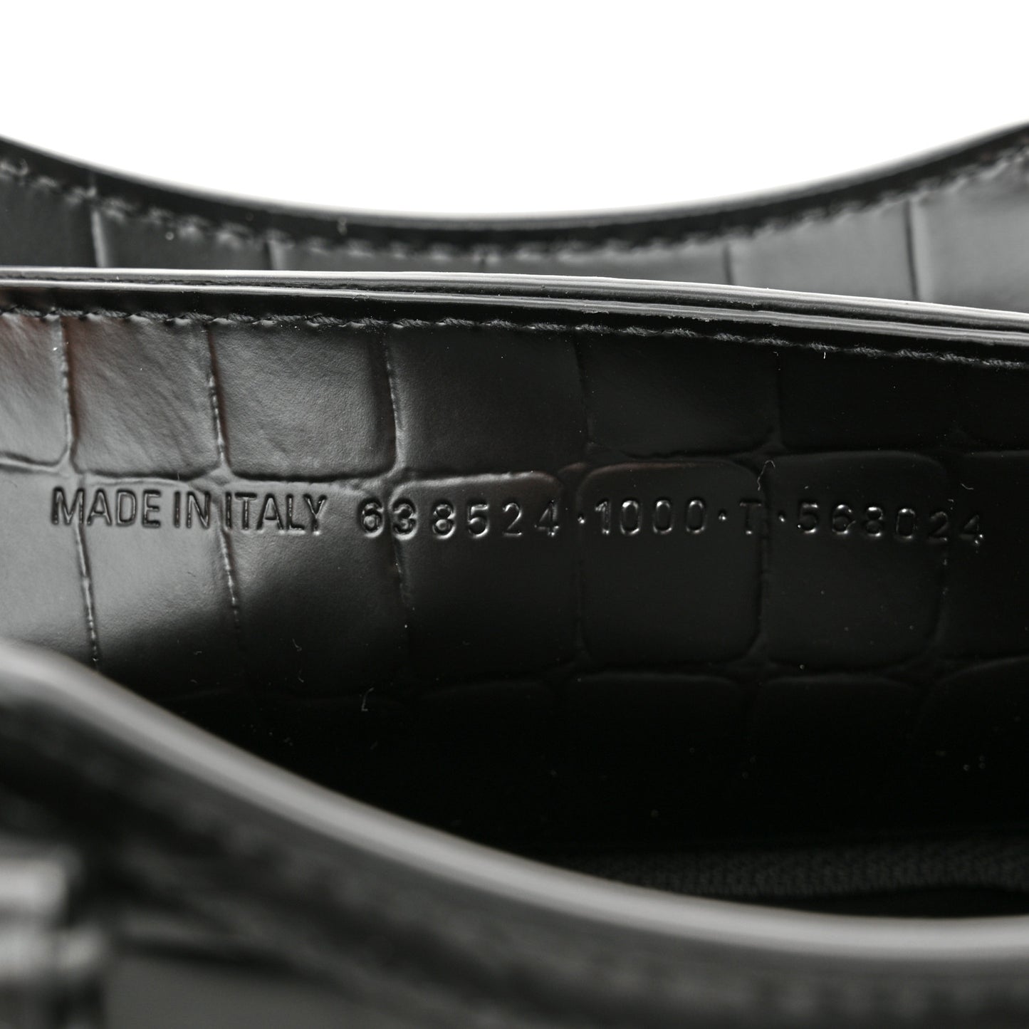 Semi Shiny Calfskin Crocodile Embossed Neo Classic Black Hardware Mini City Black
