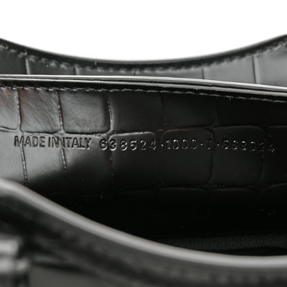 Balenciaga Semi Shiny Calfskin Crocodile Embossed Neo Classic Black Hardware Mini City Black 6 of 9