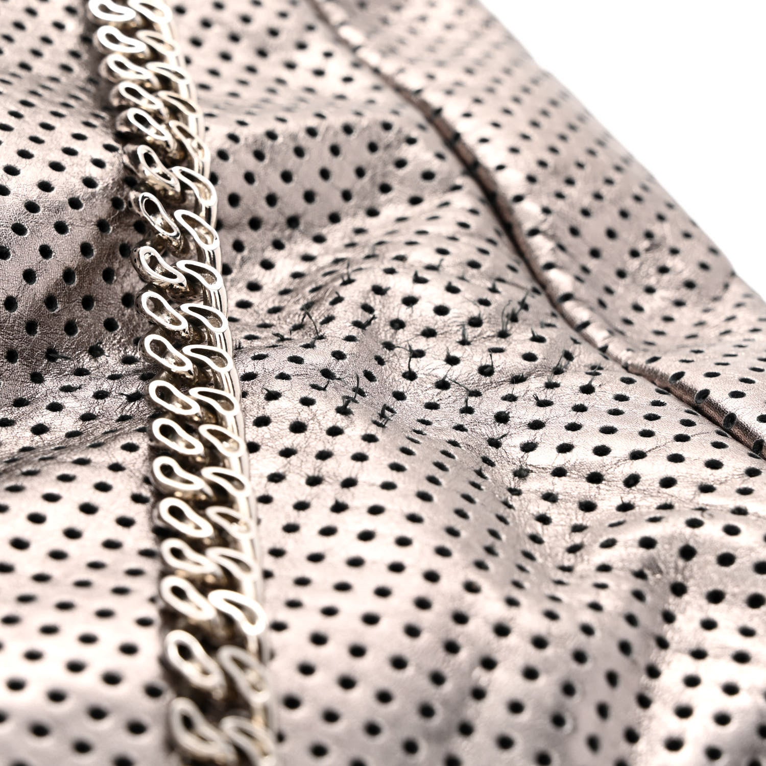 Chanel Metallic Crackled Calfskin Perforated Drill Shoulder Bag Silver 11 of 13