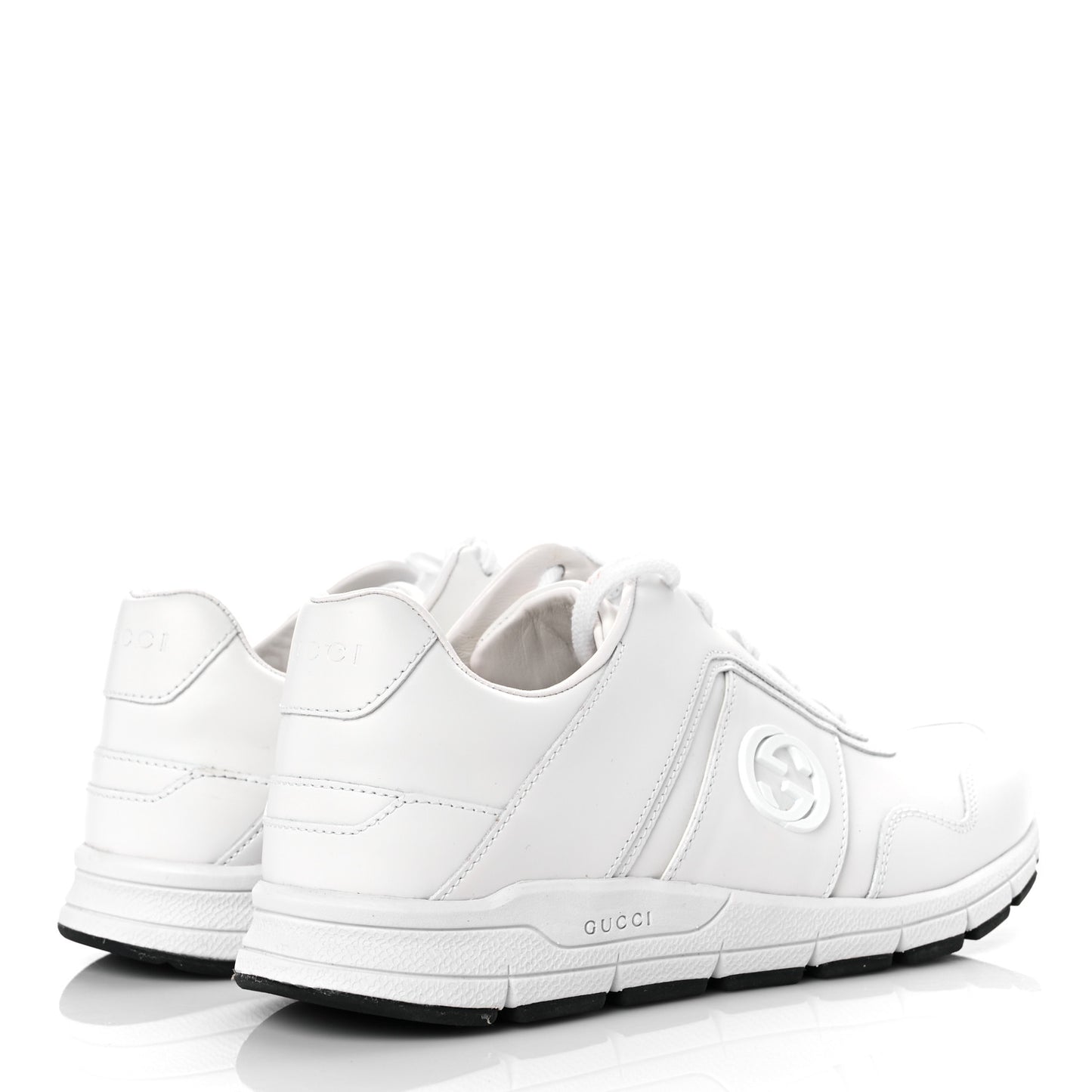 Calfskin Womens Interlocking G Sneakers 38 White