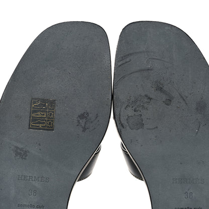 Hermes Box Calfskin Oran Sandals 38 Black 9 of 11