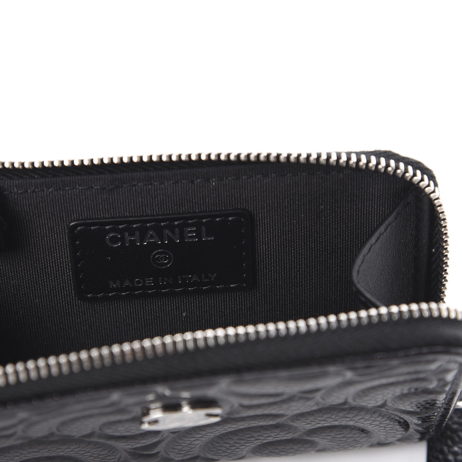 Chanel Caviar Camellia Embossed Key Holder Case Black 8 of 11