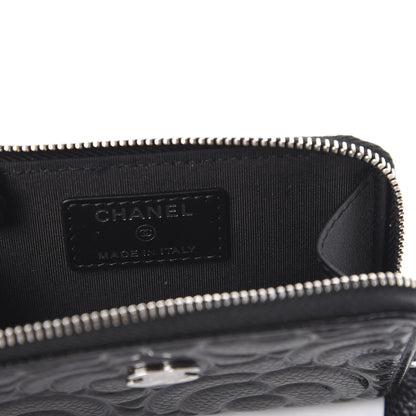 Chanel Caviar Camellia Embossed Key Holder Case Black 8 of 11
