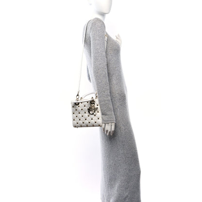 Christian Dior Lambskin Cannage Butterfly Studs Small Lady Dior White 2 of 14