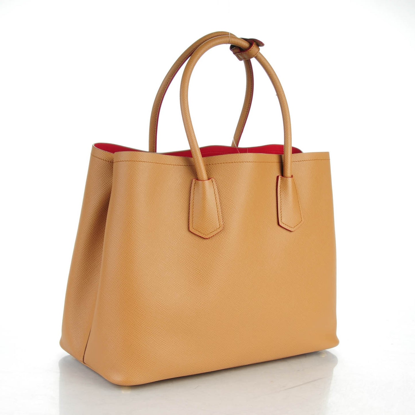 Saffiano Cuir Large Double Bag Caramel