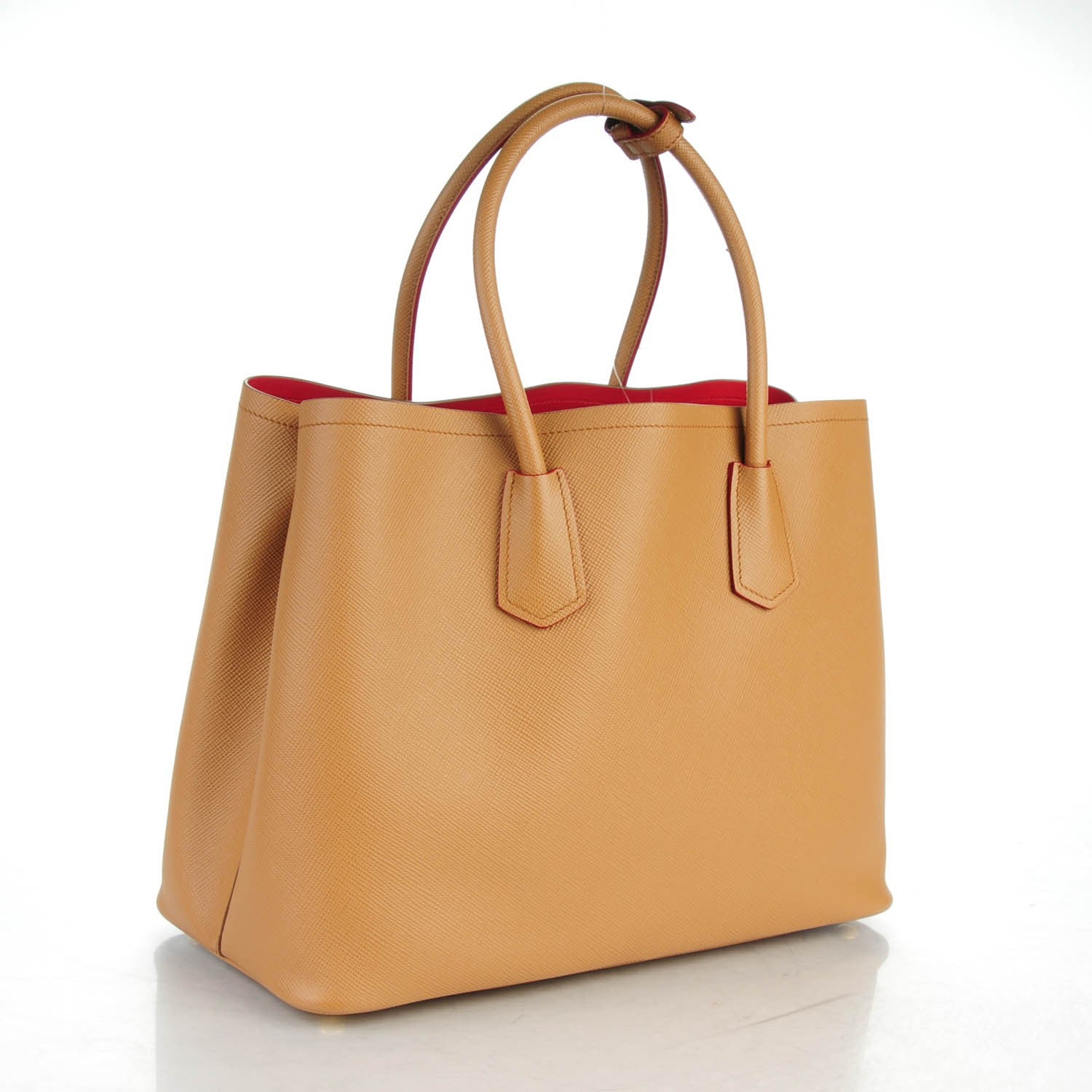 Prada Saffiano Cuir Large Double Bag Caramel 3 of 7