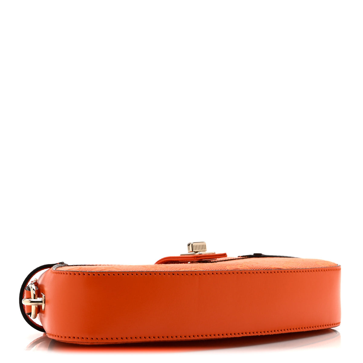 Calfskin Monogram Mini Moon Side Shoulder Bag Orange