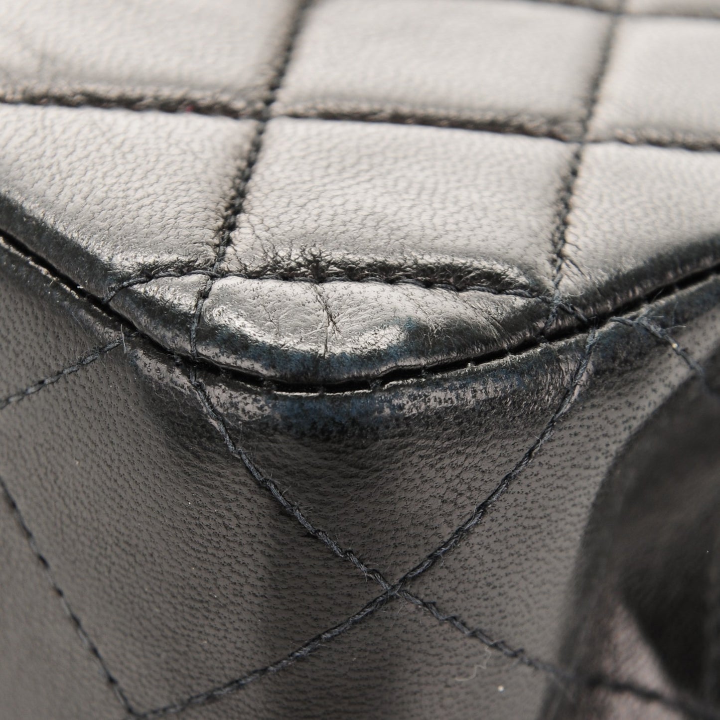 Lambskin Quilted Medium Double Flap Black