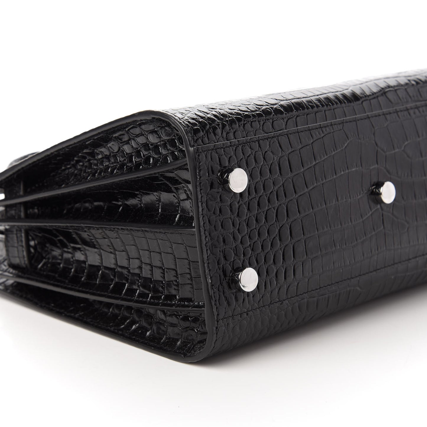 Calfskin Crocodile Embossed Baby Sac De Jour Black