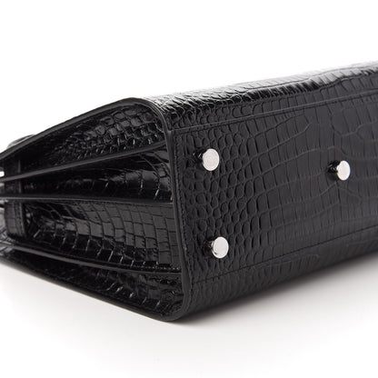 Saint Laurent Calfskin Crocodile Embossed Baby Sac De Jour Black 6 of 10