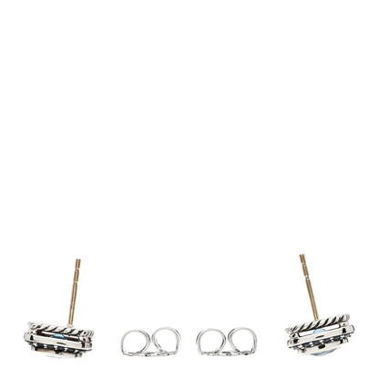 David Yurman Sterling Silver Blue Topaz Blue Sapphire 7mm Petite Albion Earrings 3 of 4