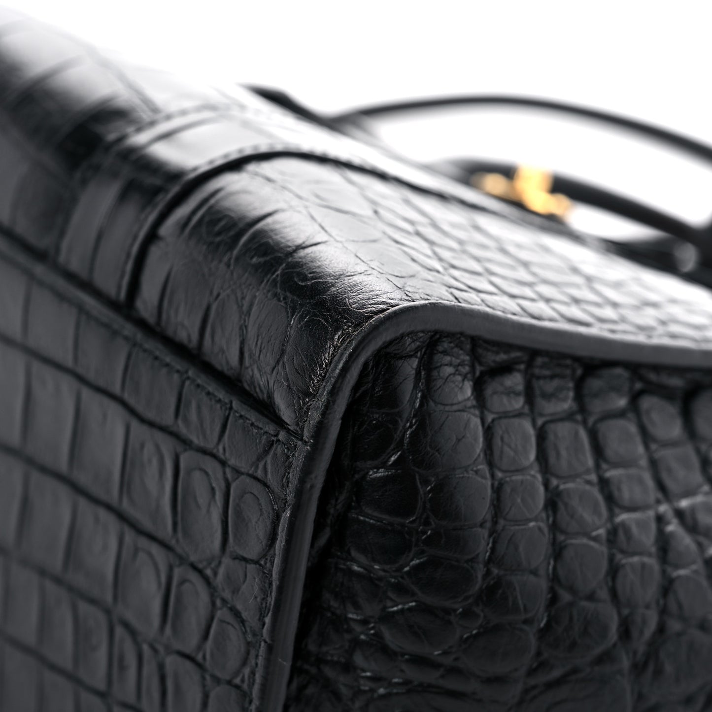 Crocodile Embossed Calfskin Small Zipped Bayswater Black