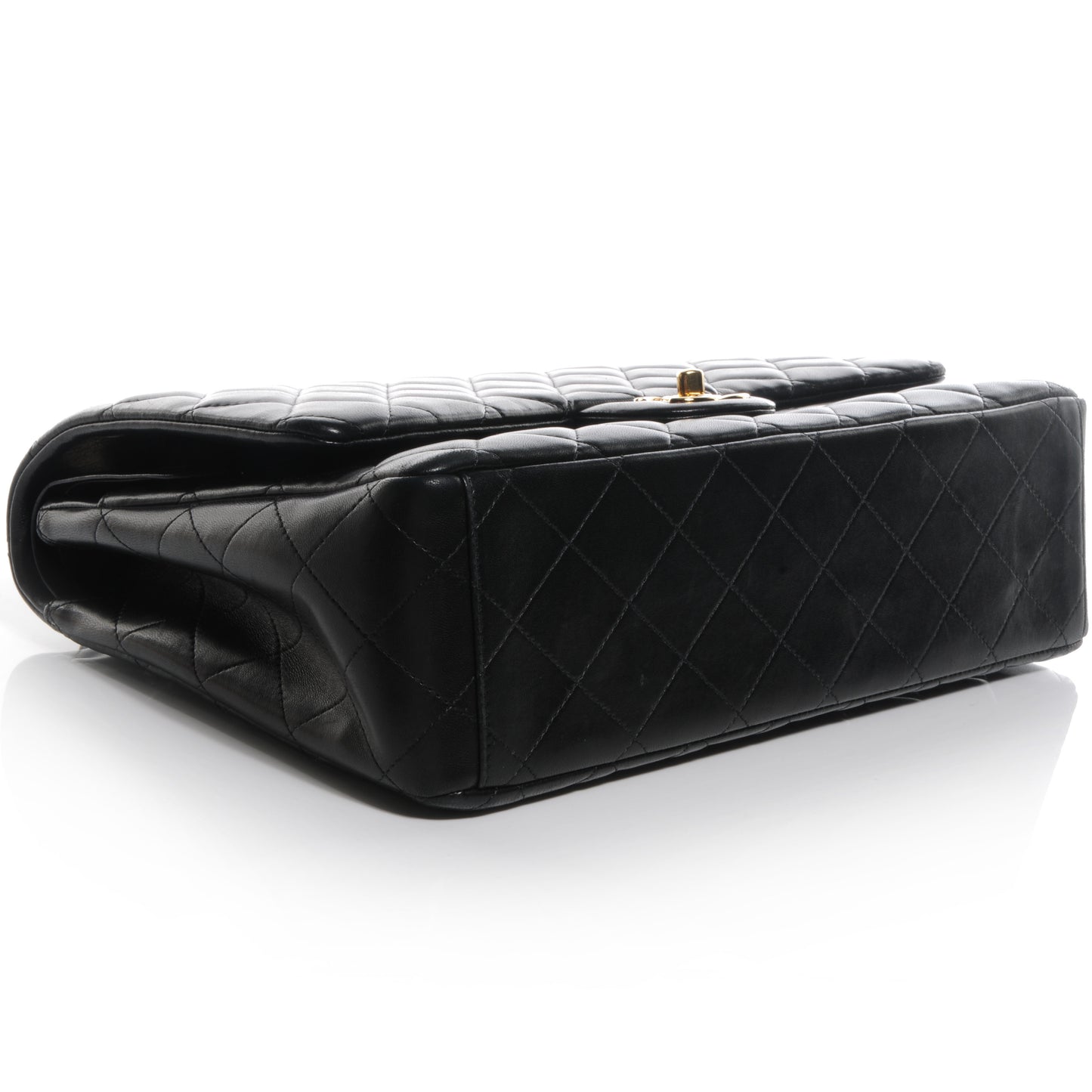 Lambskin Quilted Maxi Double Flap Black
