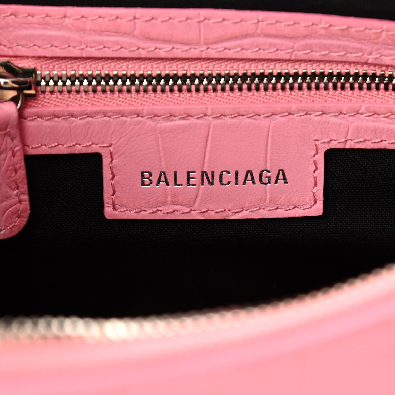 Balenciaga Extra Supple Calfskin Crocodile Embossed Small Le Cagole Shoulder Bag Sweet Pink 6 of 11