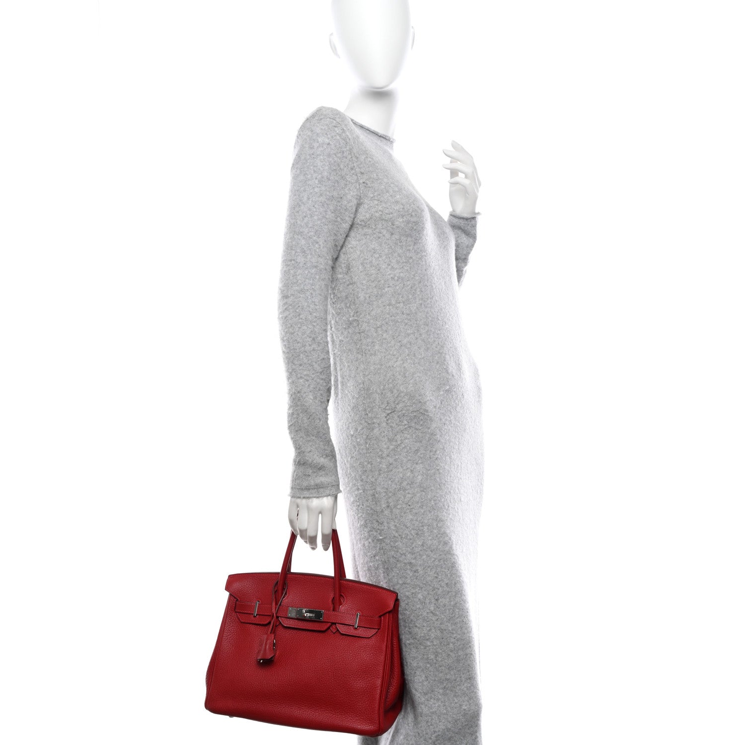 Hermes Taurillon Clemence Birkin 30 Rouge Garance 2 of 14