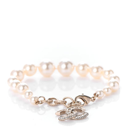 Chanel Pearl Crystal CC Bracelet Gold 1 of 4