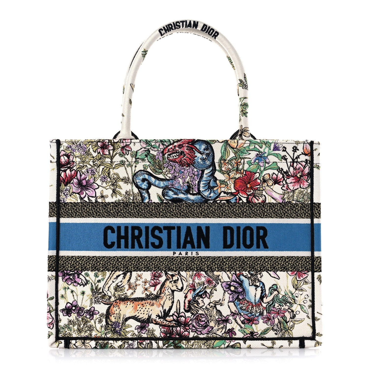 Christian Dior Canvas Embroidered Medium D-Constellation Book Tote Latte Multicolor 1 of 11