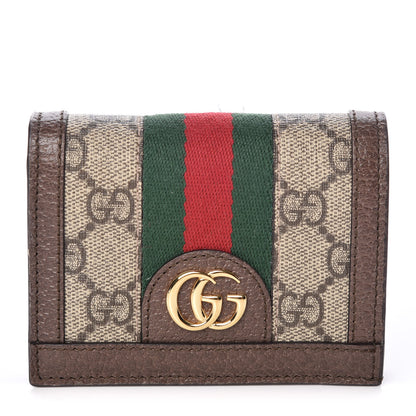 Gucci GG Supreme Monogram Web Ophidia Card Case Beige New Acero 1 of 8