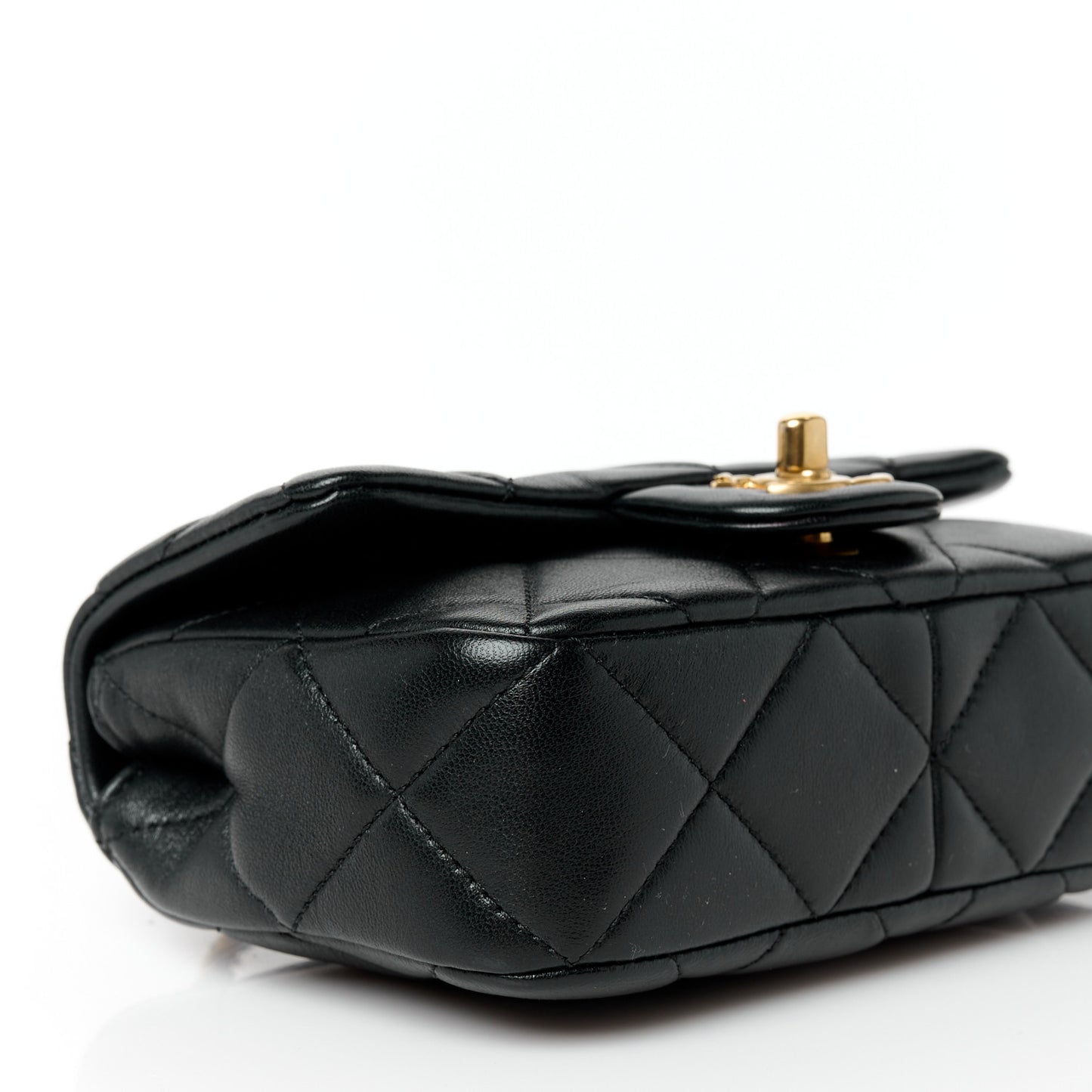 Lambskin Pearl Quilted Mini Flap Black