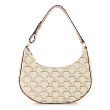 Celine Canvas Calfskin Ava Triomphe Shoulder Bag White 1 of 10