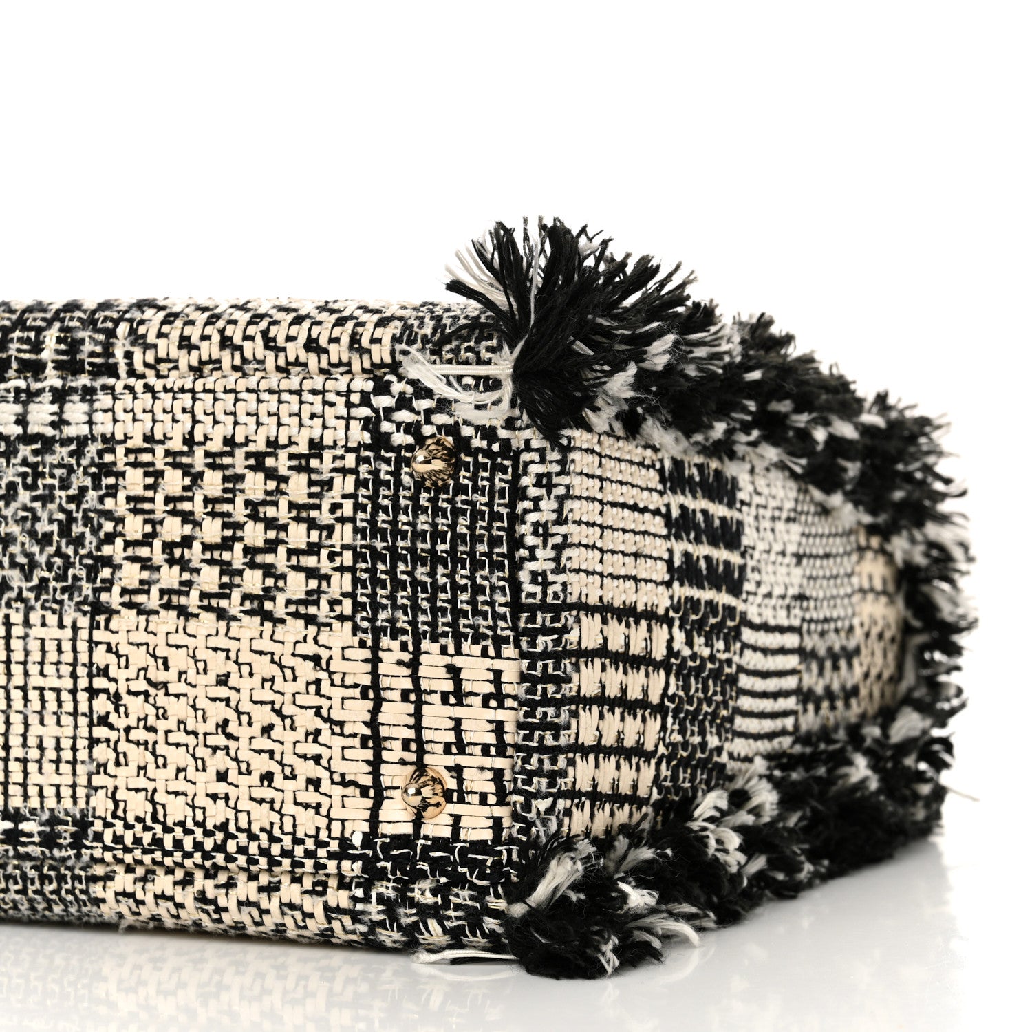 Christian Dior Tweed Fringe Medium Lady Dior White Black 10 of 10
