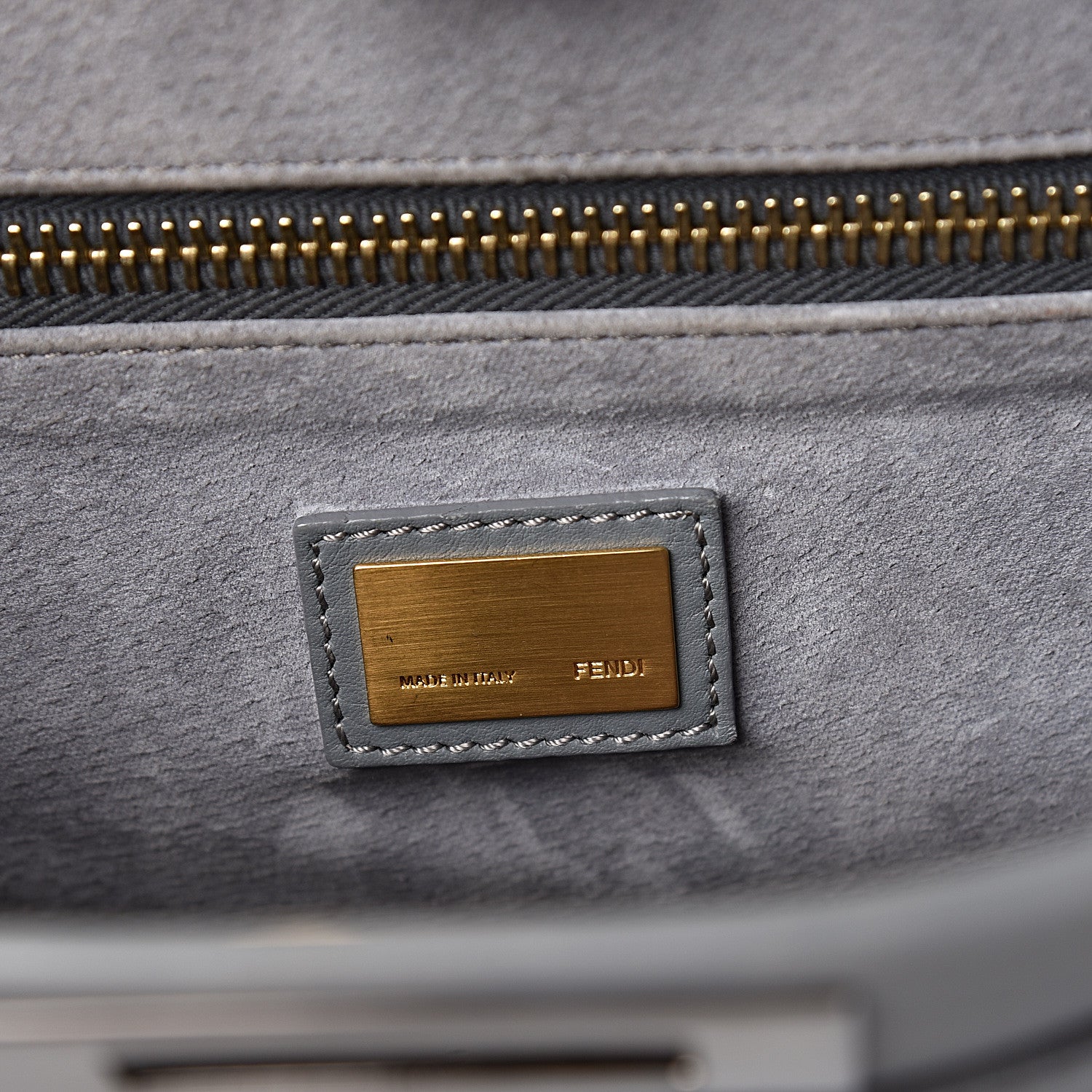 Fendi Vitello Suede Medium Peekaboo Iconic Satchel Grigio Chiaro 7 of 14