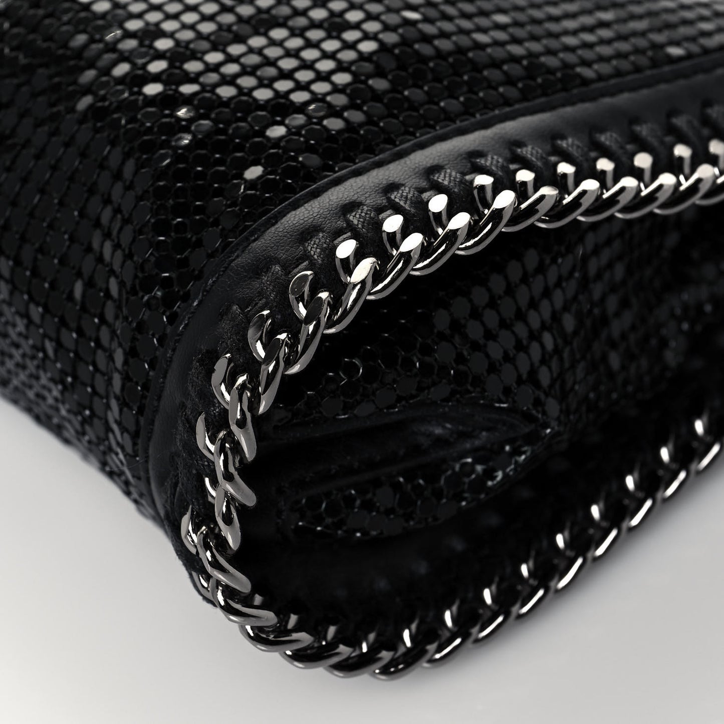 Crystal Stones Tiny Fold Over Falabella Black