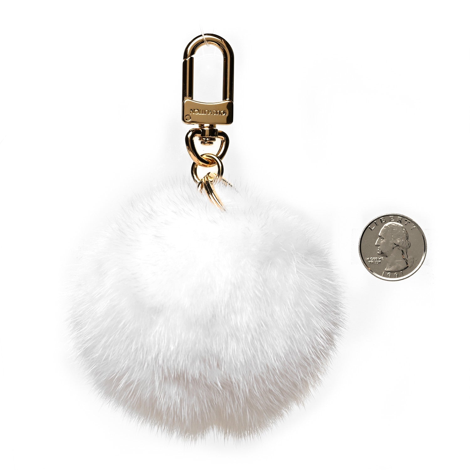 Louis Vuitton Mink Fur Calfskin Snow Vivienne Bag Charm & Key Holder White 2 of 3