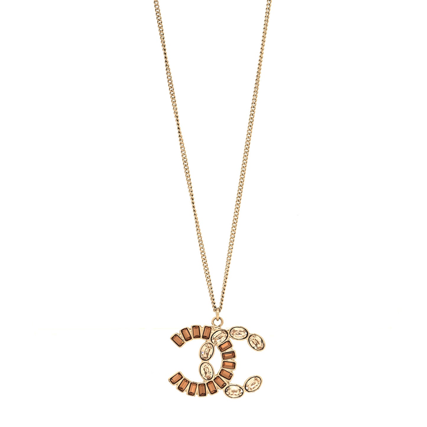 Baguette Crystal CC Necklace Gold