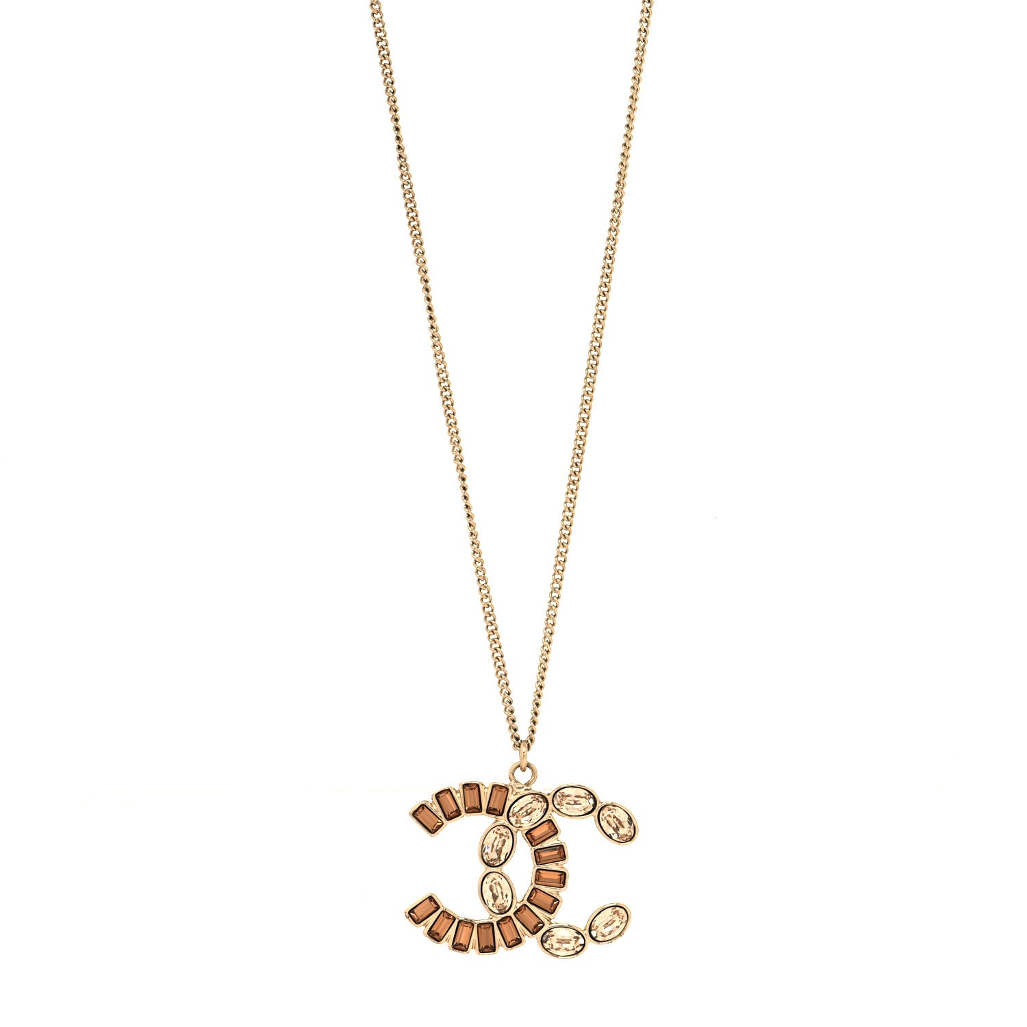 Chanel Baguette Crystal CC Necklace Gold 1 of 5