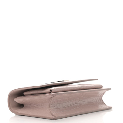 Saint Laurent Calfskin Crocodile Embossed Monogram Sunset Chain Wallet Marble Pink 3 of 10
