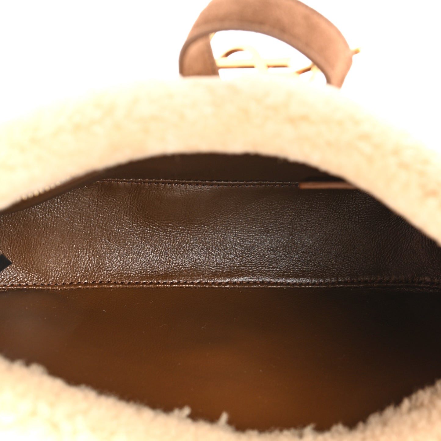 Suede Calfskin Shearling Le 5 A 7 Hobo Dark Cigar Natural Beige