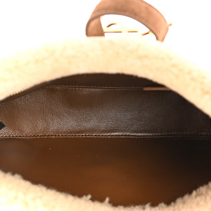 Saint Laurent Suede Calfskin Shearling Le 5 A 7 Hobo Dark Cigar Natural Beige 5 of 13