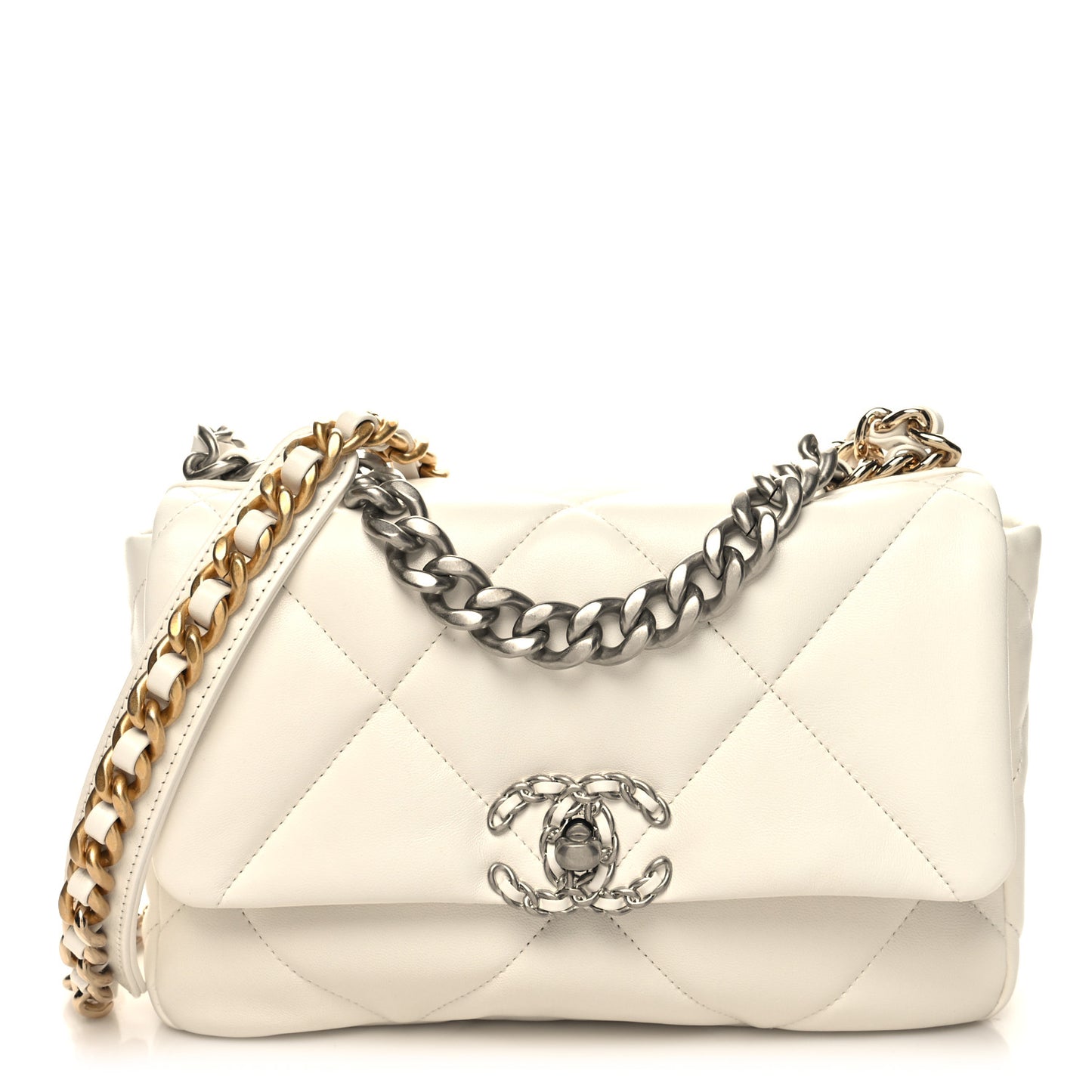 Lambskin Quilted Medium Chanel 19 Flap White