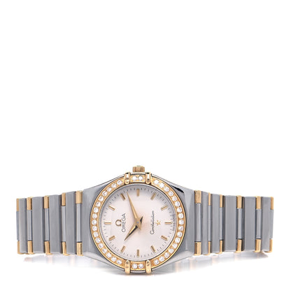 Omega Stainless Steel 18K Yellow Gold Diamond Bezel 25mm Constellation Quartz Watch White 1277.30.00 2 of 4