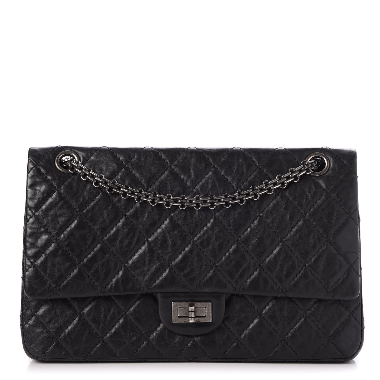 Aged Calfskin Quilted 2.55 Reissue 226 Flap Black