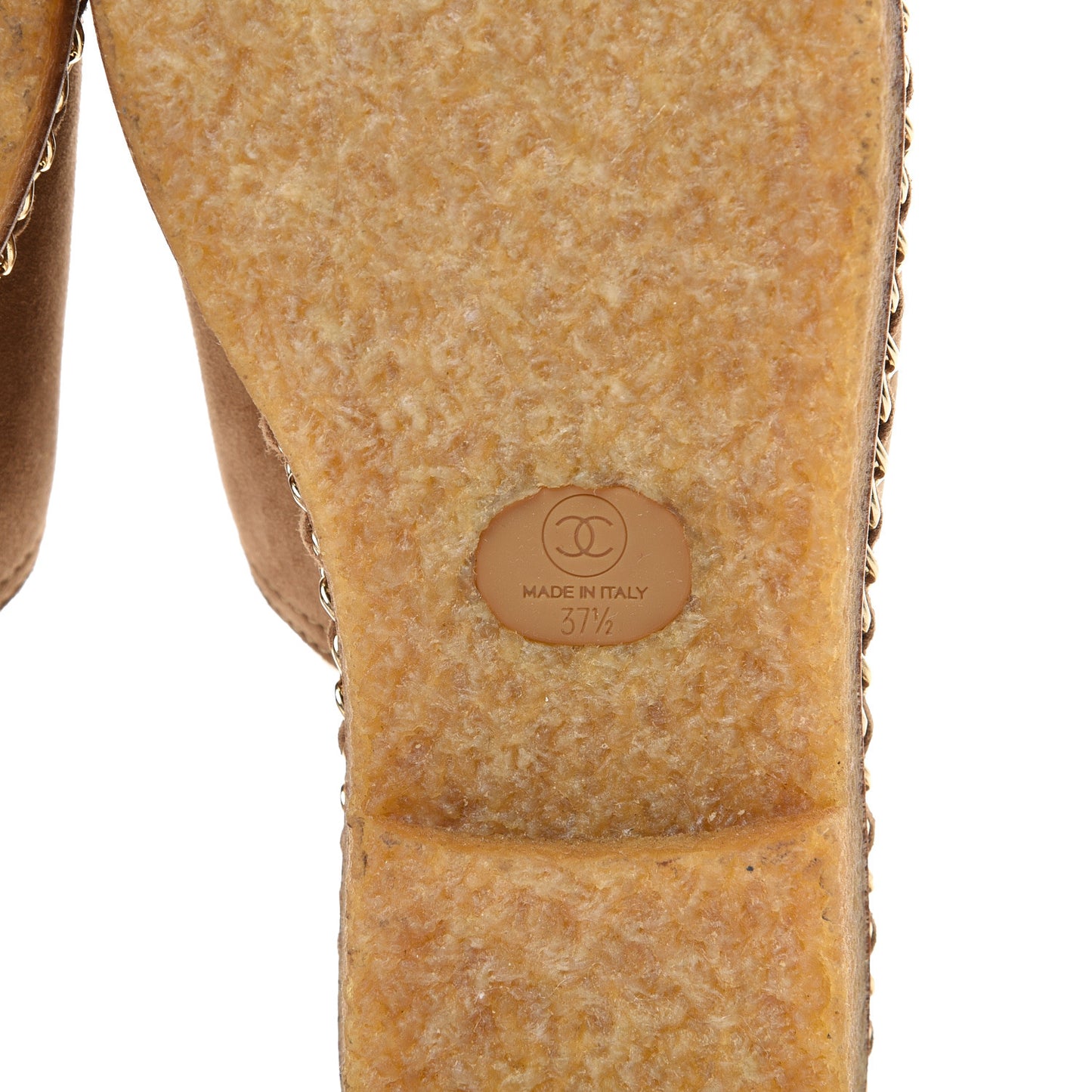 Kid Suede Shearling CC Chain Mules 37.5 Light Brown Black