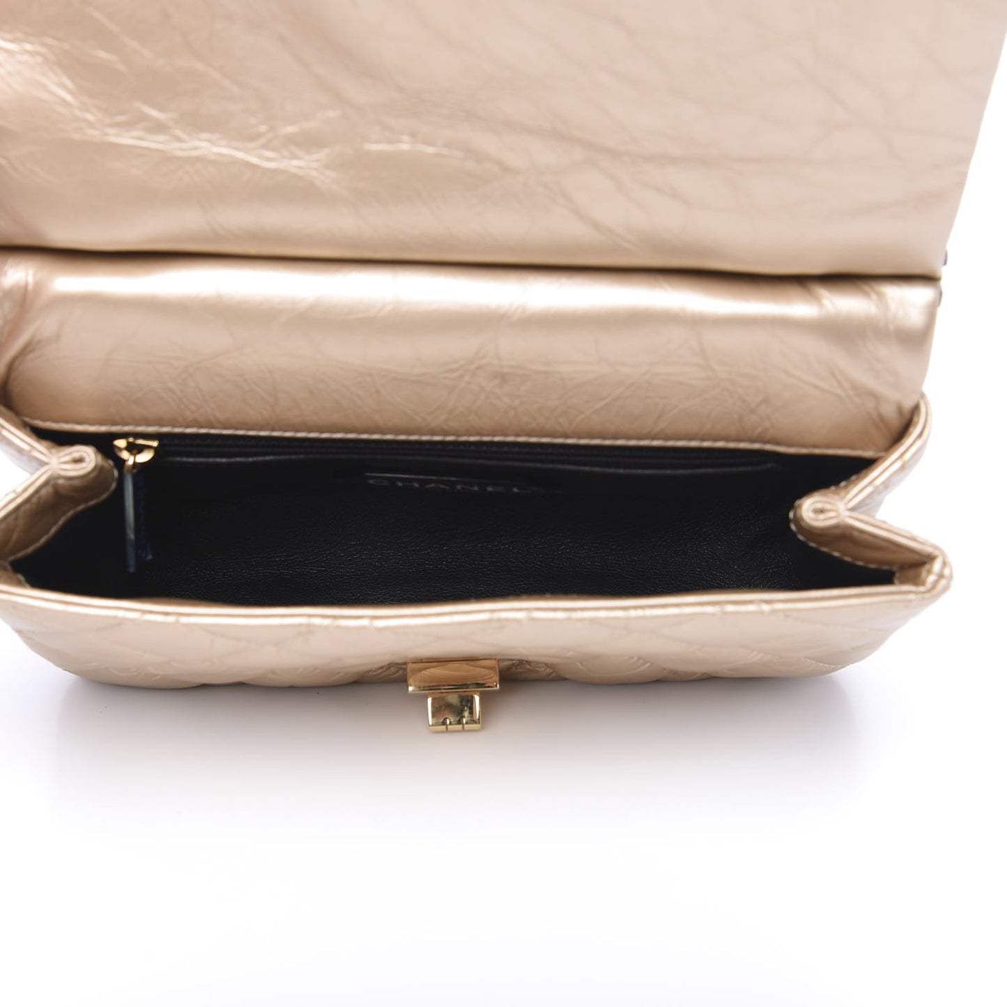 Aged Calfskin Quilted 2.55 Reissue Mini Hanger Flap Gold